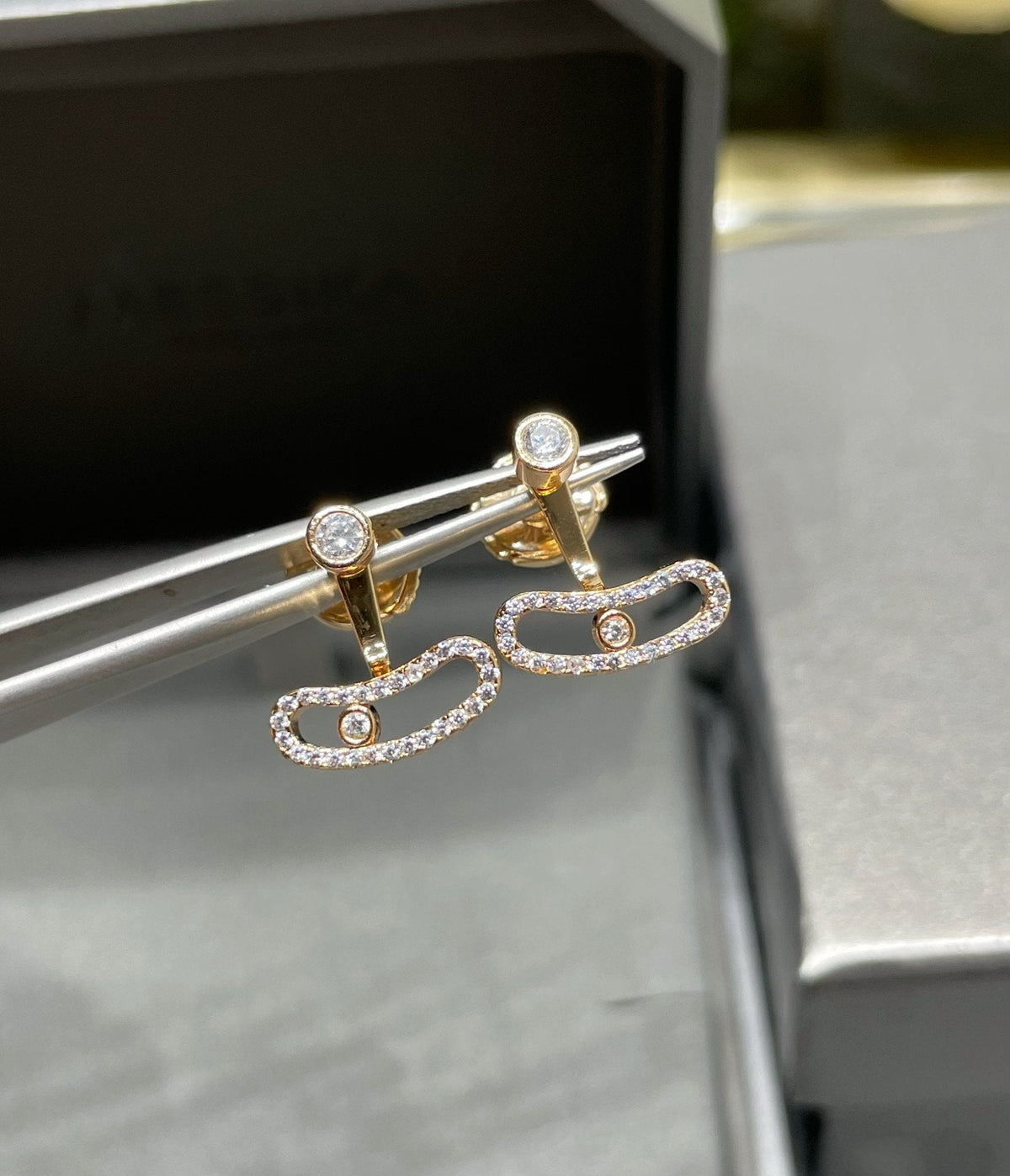 [Miro ] MOVE UNO PINK GOLD DIAMOND EARRINGS