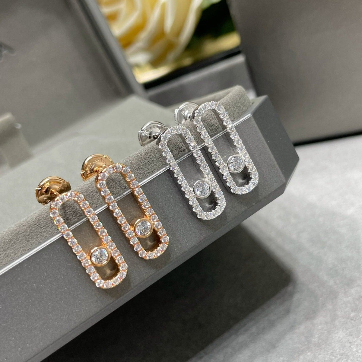 [Miro ] MOVE UNO STUD DIAMOND PAVED EARRINGS