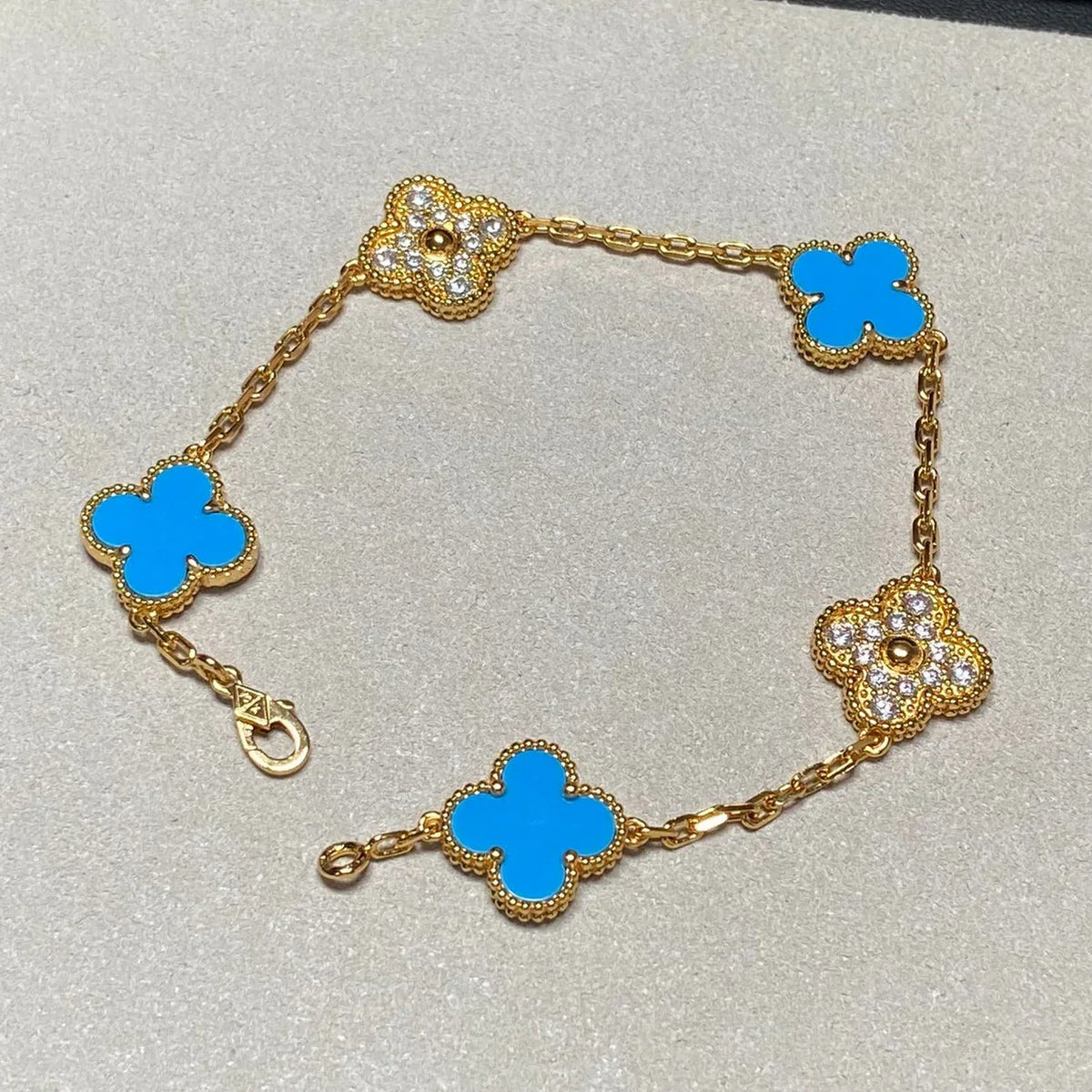[Miro ]New CLOVER 5 MOTIF BLUE AGATE BRACELET COLLECTION