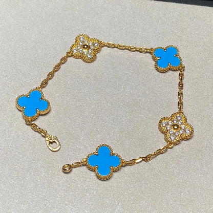 [Miro ]New CLOVER 5 MOTIF BLUE AGATE BRACELET COLLECTION