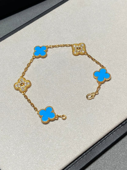 [Miro ]New CLOVER 5 MOTIF BLUE AGATE BRACELET COLLECTION