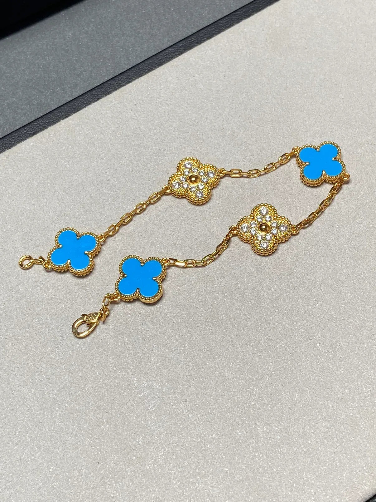 [Miro ]New CLOVER 5 MOTIF BLUE AGATE BRACELET COLLECTION