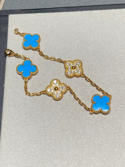 [Miro ]New CLOVER 5 MOTIF BLUE AGATE BRACELET COLLECTION