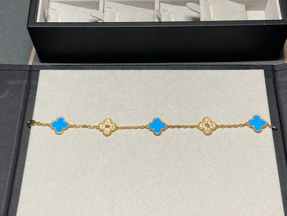 [Miro ]New CLOVER 5 MOTIF BLUE AGATE BRACELET COLLECTION