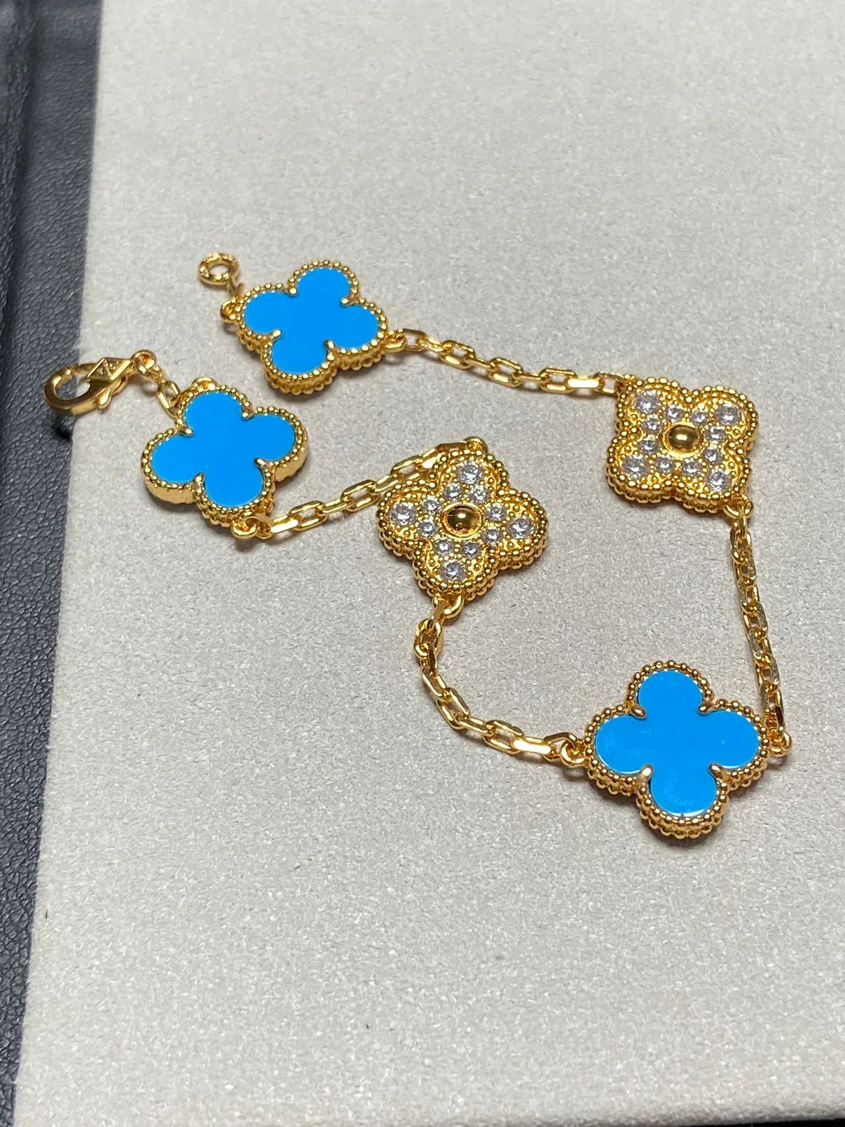 [Miro ]New CLOVER 5 MOTIF BLUE AGATE BRACELET COLLECTION