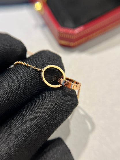 Miro LOVE NECKLACE DOUBLE RING PINK GOLD