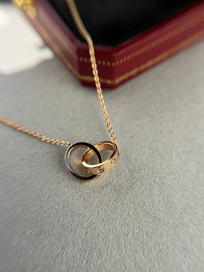 Miro LOVE NECKLACE DOUBLE RING PINK GOLD
