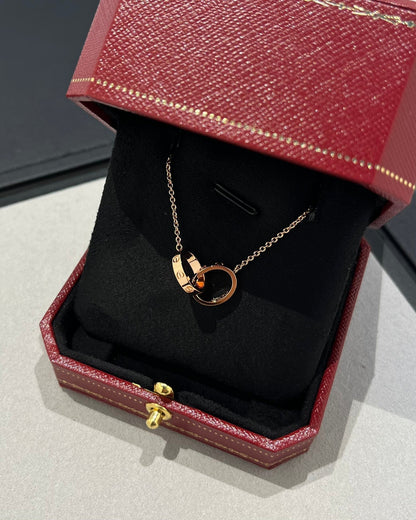 Miro LOVE NECKLACE DOUBLE RING PINK GOLD