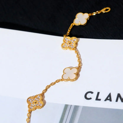 [Miro ]New CLOVER WHITE PEARL MOP 5 MOTIF BRACELET COLLECTION