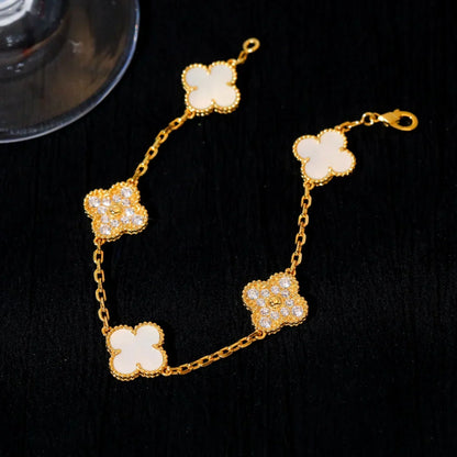 [Miro ]New CLOVER WHITE PEARL MOP 5 MOTIF BRACELET COLLECTION