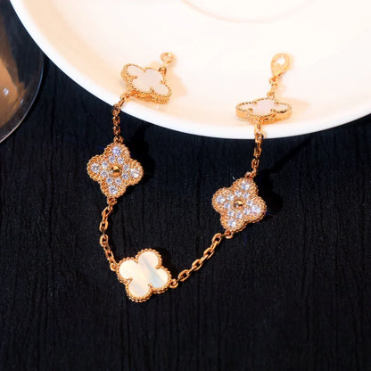 [Miro ]New CLOVER WHITE PEARL MOP 5 MOTIF BRACELET COLLECTION