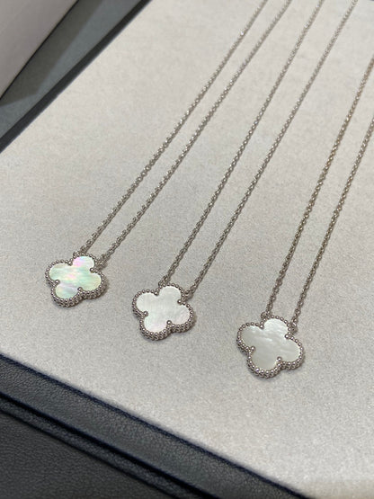 Miro CLOVER MEDIUM SILVER WHITE MOP NECKLACE
