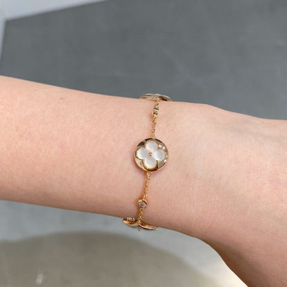 Miro STAR AND SUN 4 MOTIF WHITE MOP PINK GOLD BRACELET