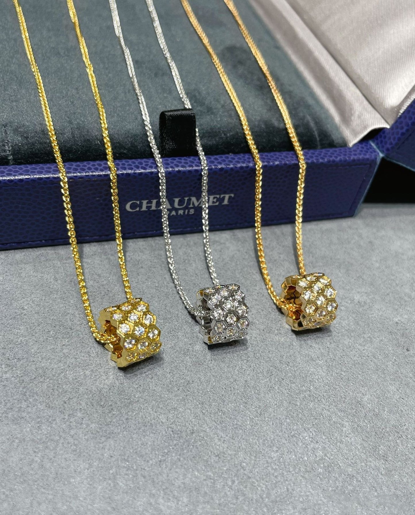 Miro BEE LOVE DIAMOND PAVED 3 ROW NECKLACE