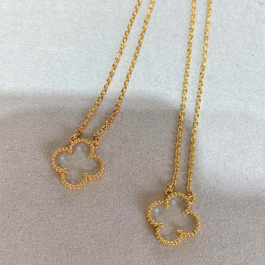 Miro CLOVER ROCK CRYSTAL ROSE GOLD NECKLACE