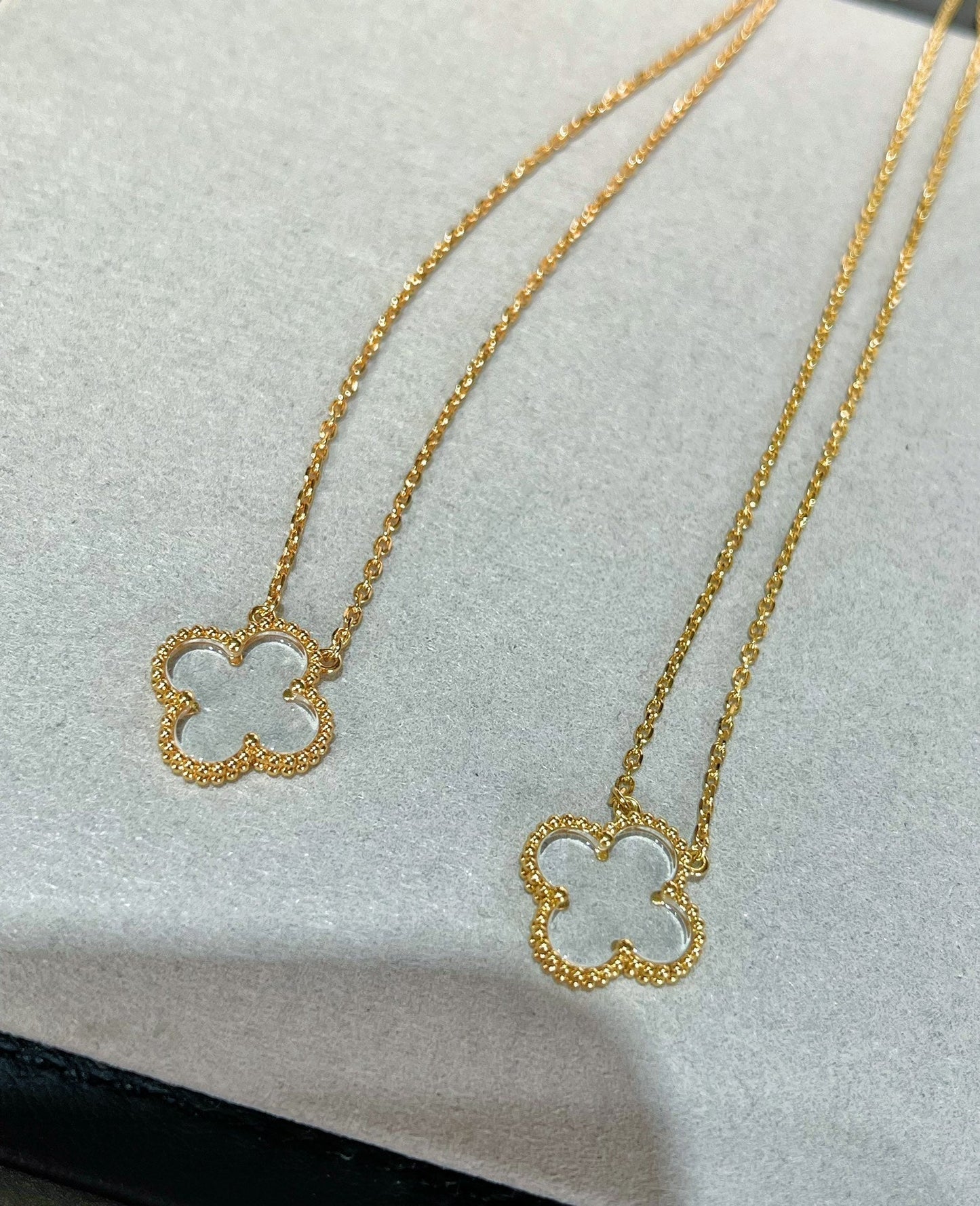 Miro CLOVER ROCK CRYSTAL ROSE GOLD NECKLACE