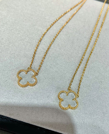 Miro CLOVER ROCK CRYSTAL ROSE GOLD NECKLACE