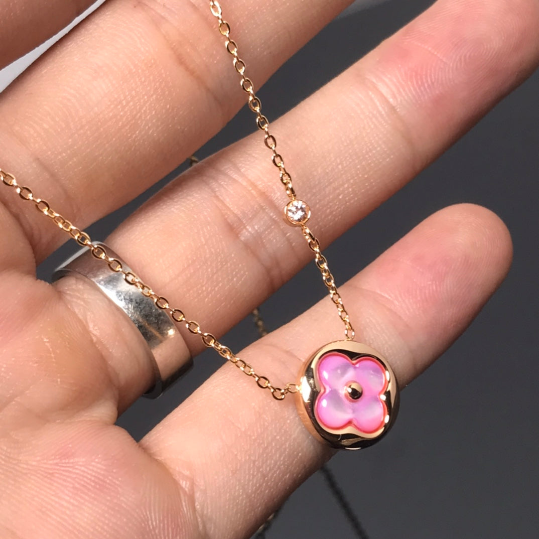 Miro COLOR BLOSSOM PINK MOP SUN GOLD NECKLACE