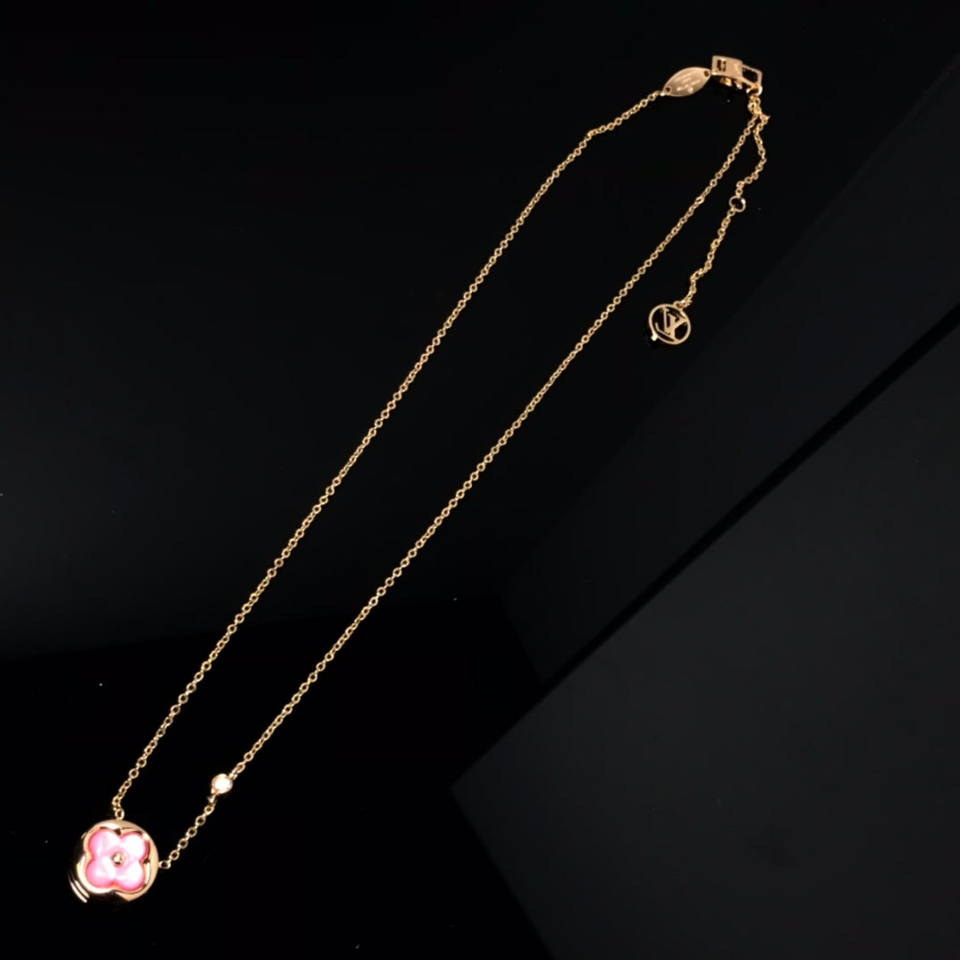 Miro COLOR BLOSSOM PINK MOP SUN GOLD NECKLACE