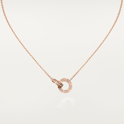 Miro LOVE 7.6MM NECKLACE ROSE GOLD AND SILVER  FULL DIAMOND