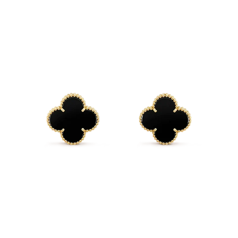 Miro CLOVER MEDIUM 1 MOTIFS  ONYX STUD EARRINGS