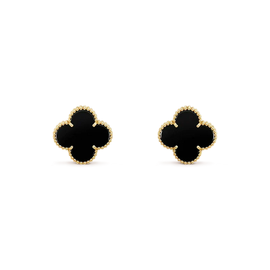 Miro CLOVER MEDIUM 1 MOTIFS  ONYX STUD EARRINGS
