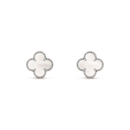 Miro CLOVER MEDIUM 1 MOTIFS  WHITE MOP EARRINGS SILVER