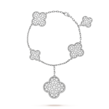 Miro CLOVER 6 MOTIFS SILVER DIAMOND BRACELET