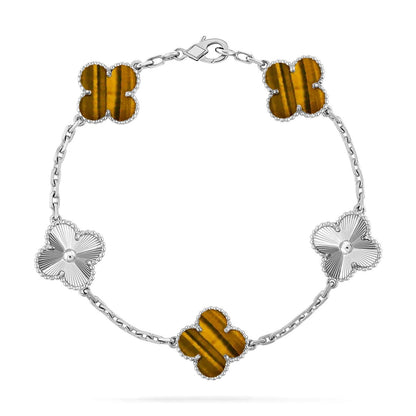 [Miro ]New  CLOVER 5 MOTIFS TIGER EYE BRACELET COLLECTION