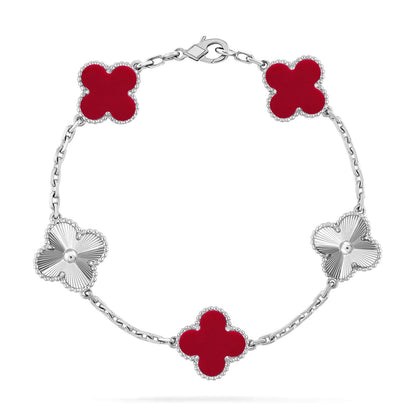 [Miro ]New  CLOVER 5 MOTIF RED CORNELIAN BRACELET COLLECTION