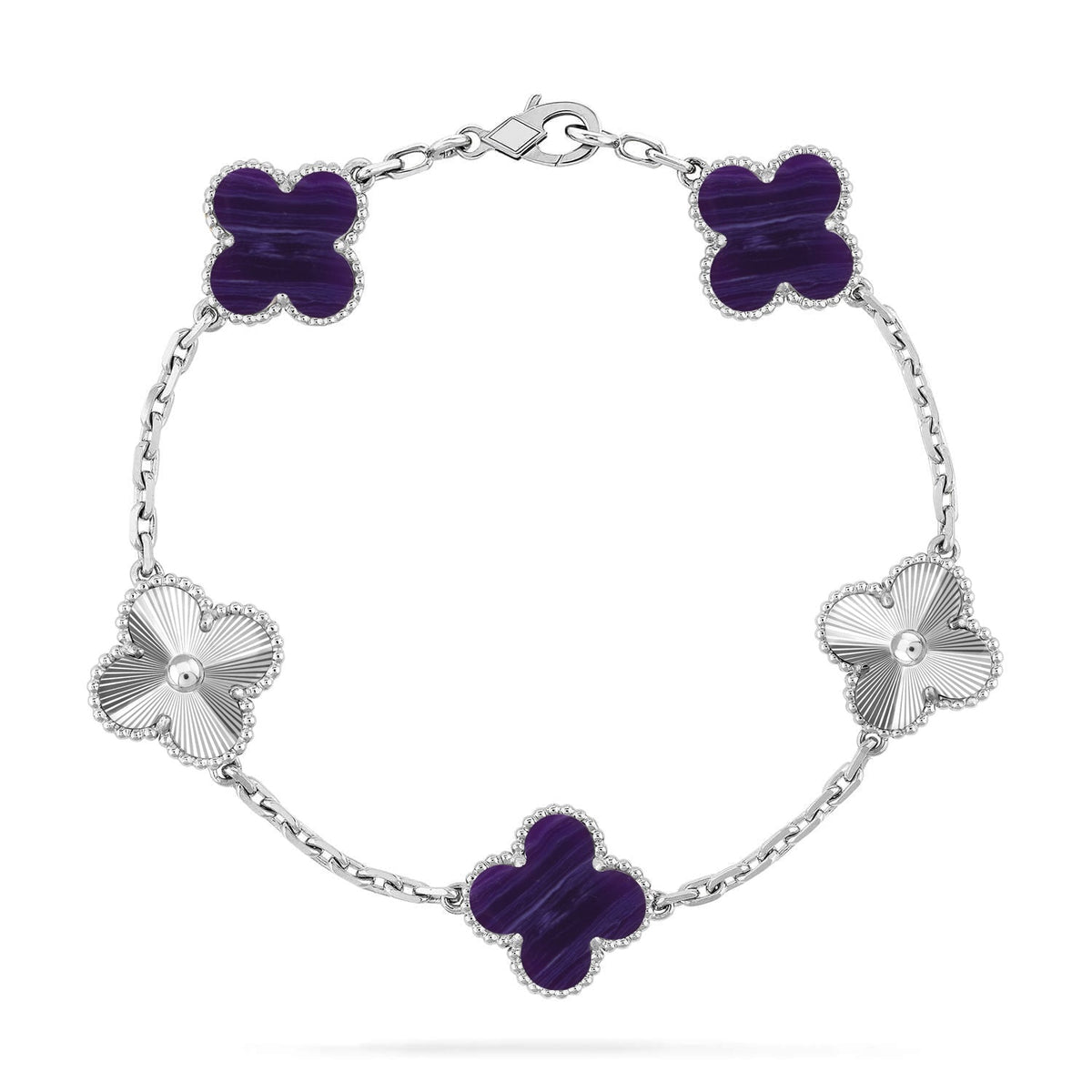 [Miro ]New CLOVER 5 MOTIF PURPLE STRIPES BRACELET COLLECTION