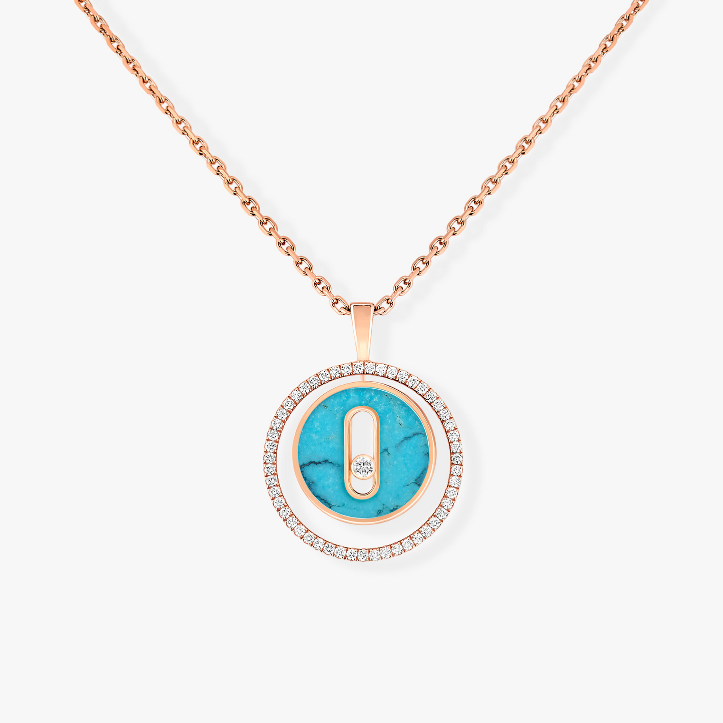 [Miro ]  MOVE 1 DIAMOND TURQUOISE PINK GOLD DIAMOND NECKLACE