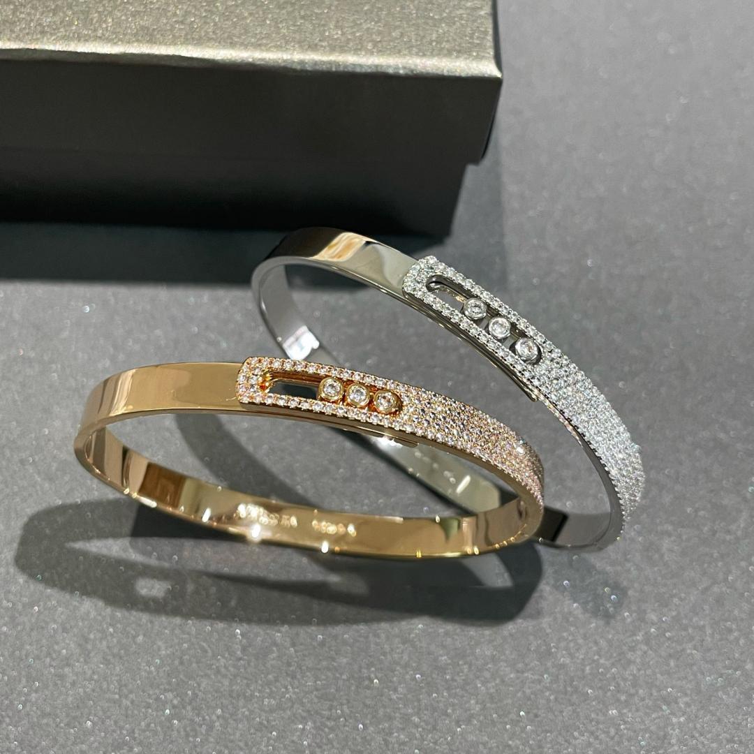[Miro ]Move Noa Rose Gold Pavé Diamond Bangle Bracelet