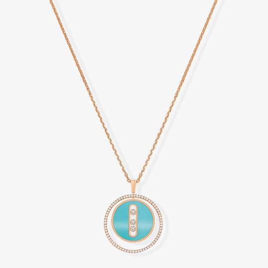 [Miro ]  MOVE 3 DIAMONDS TURQUOISE PINK GOLD DIAMOND NECKLACE