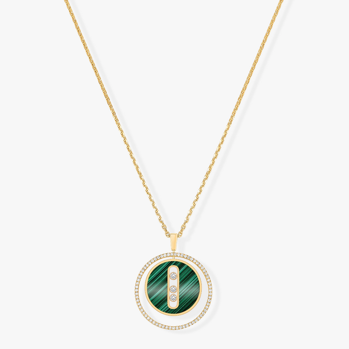 [Miro ]  MOVE 3 DIAMOND MALACHITE GOLD DIAMOND NECKLACE