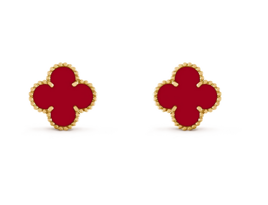 [Miro ] CLOVER 20MM RED AGATE EARRINGS
