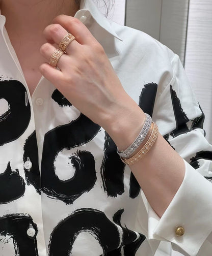 [Miro ] 2026 WOVEN-PATTERN BRACELET SET WITH FULL DIAMOND INLAY THREE-COLORS