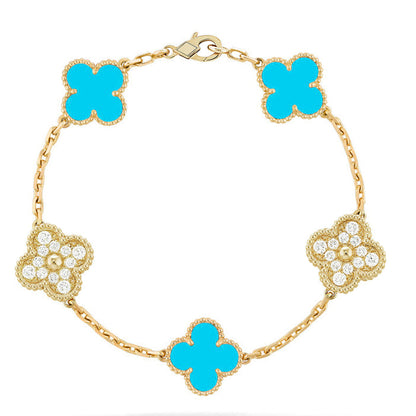[Miro ]New  CLOVER 5 MOTIF TURQUOISE BRACELET COLLECTION