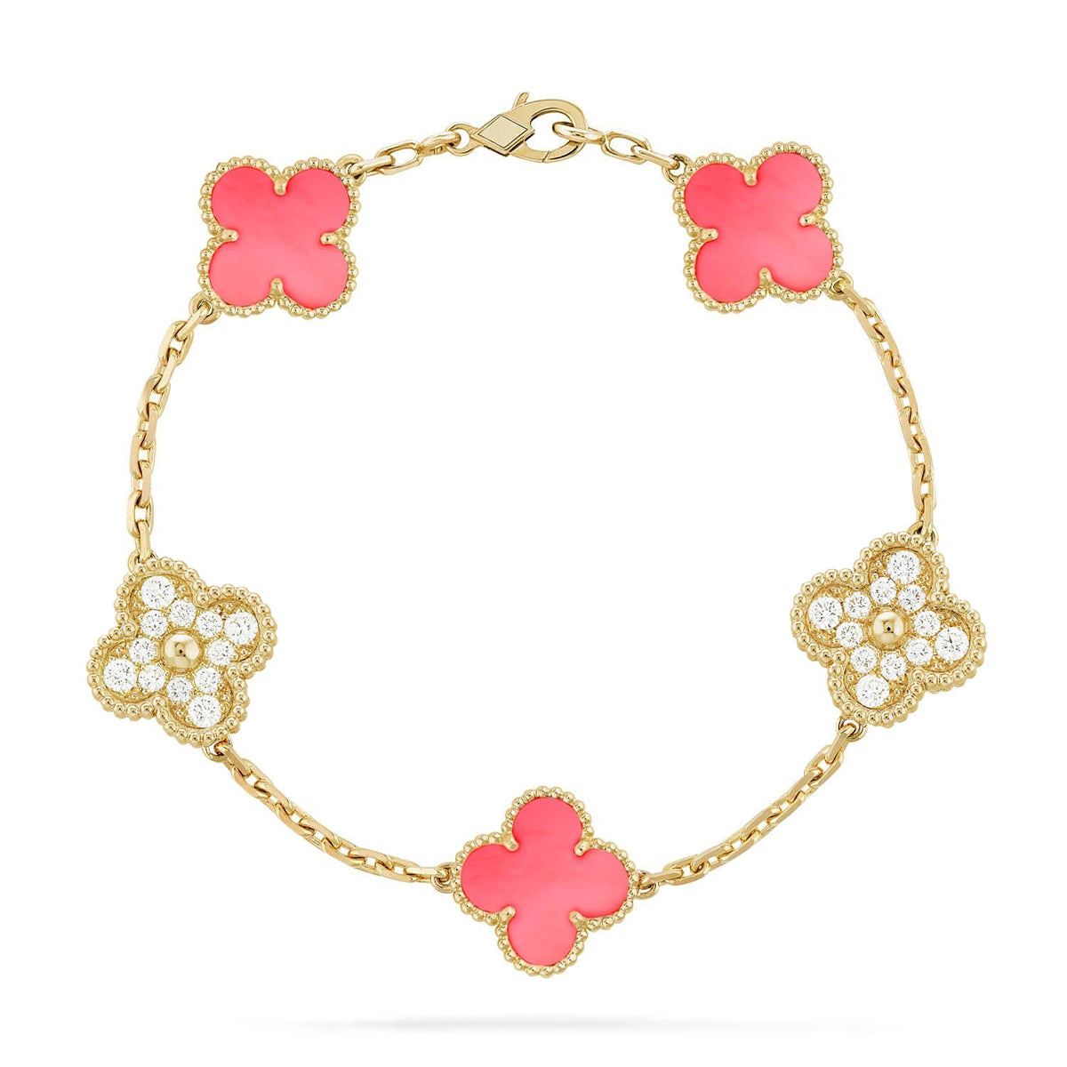 [Miro ]New  CLOVER 5 MOTIFS  PINK MOP BRACELET COLLECTION