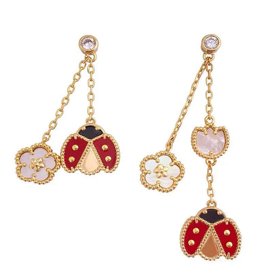Miro LUCKY LADYBUG WHITE MOP EARRINGS