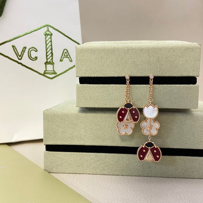 Miro LUCKY LADYBUG WHITE MOP EARRINGS
