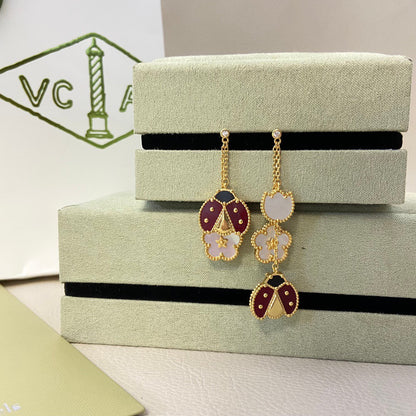 Miro LUCKY LADYBUG WHITE MOP EARRINGS