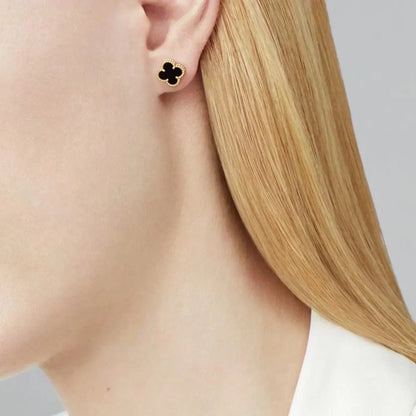 Miro CLOVER MINI 9.5MM BLACK MOP EARRINGS