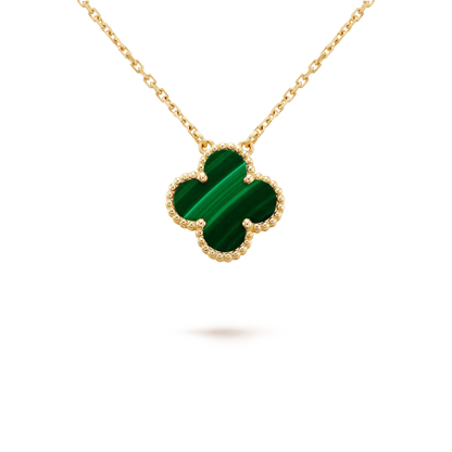Miro CLOVER 15MM MALACHITE SINGLE FLOWER  NECKLACE