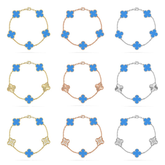 [Miro ]New CLOVER 5 MOTIF BLUE AGATE BRACELET COLLECTION