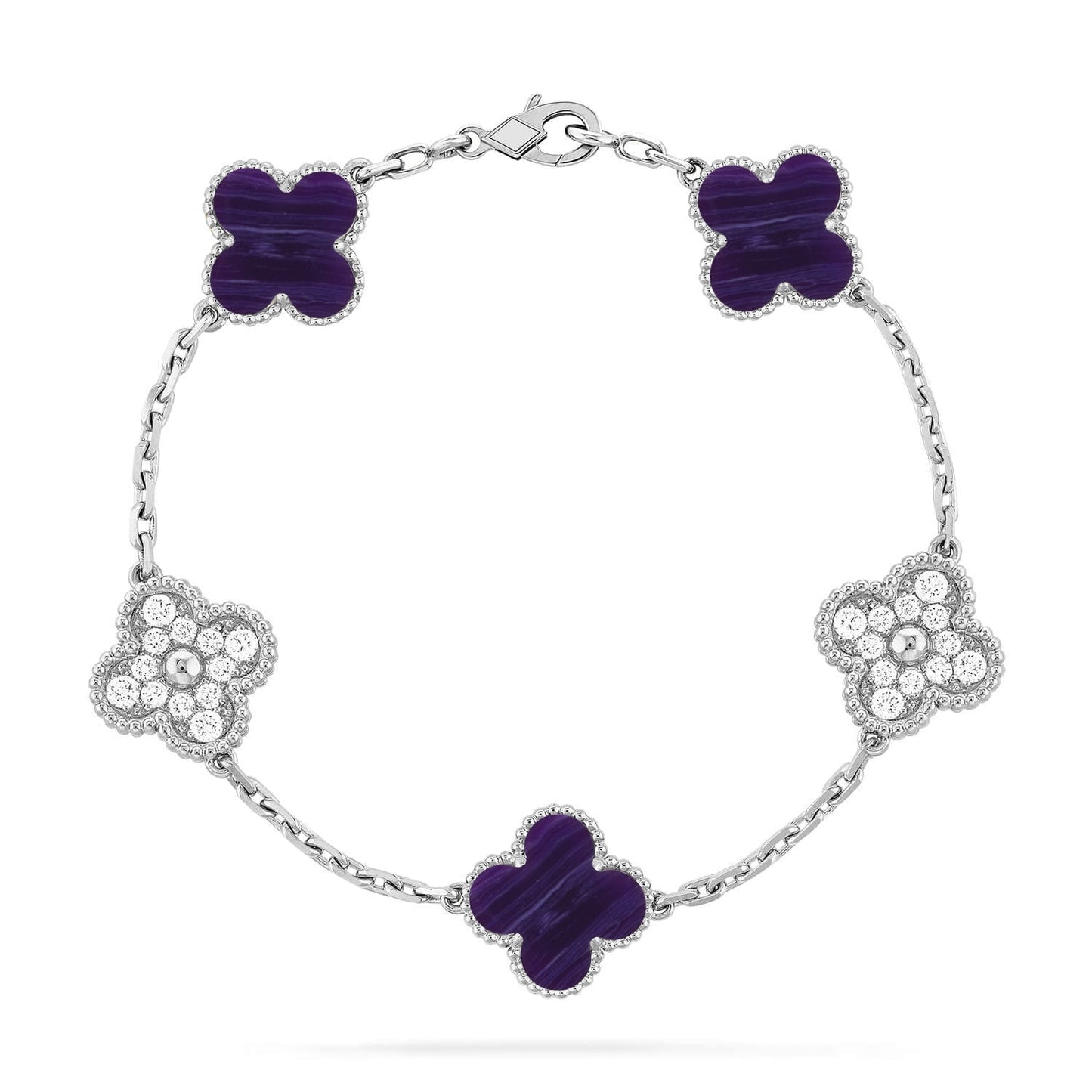[Miro ]New CLOVER 5 MOTIF PURPLE STRIPES BRACELET COLLECTION