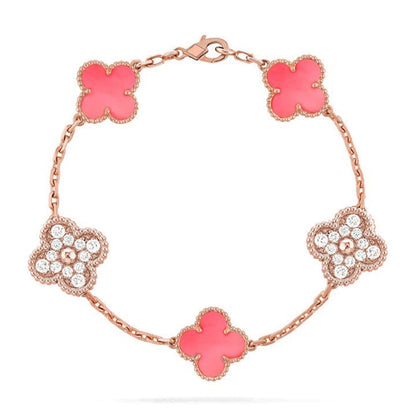 [Miro ]New  CLOVER 5 MOTIFS  PINK MOP BRACELET COLLECTION