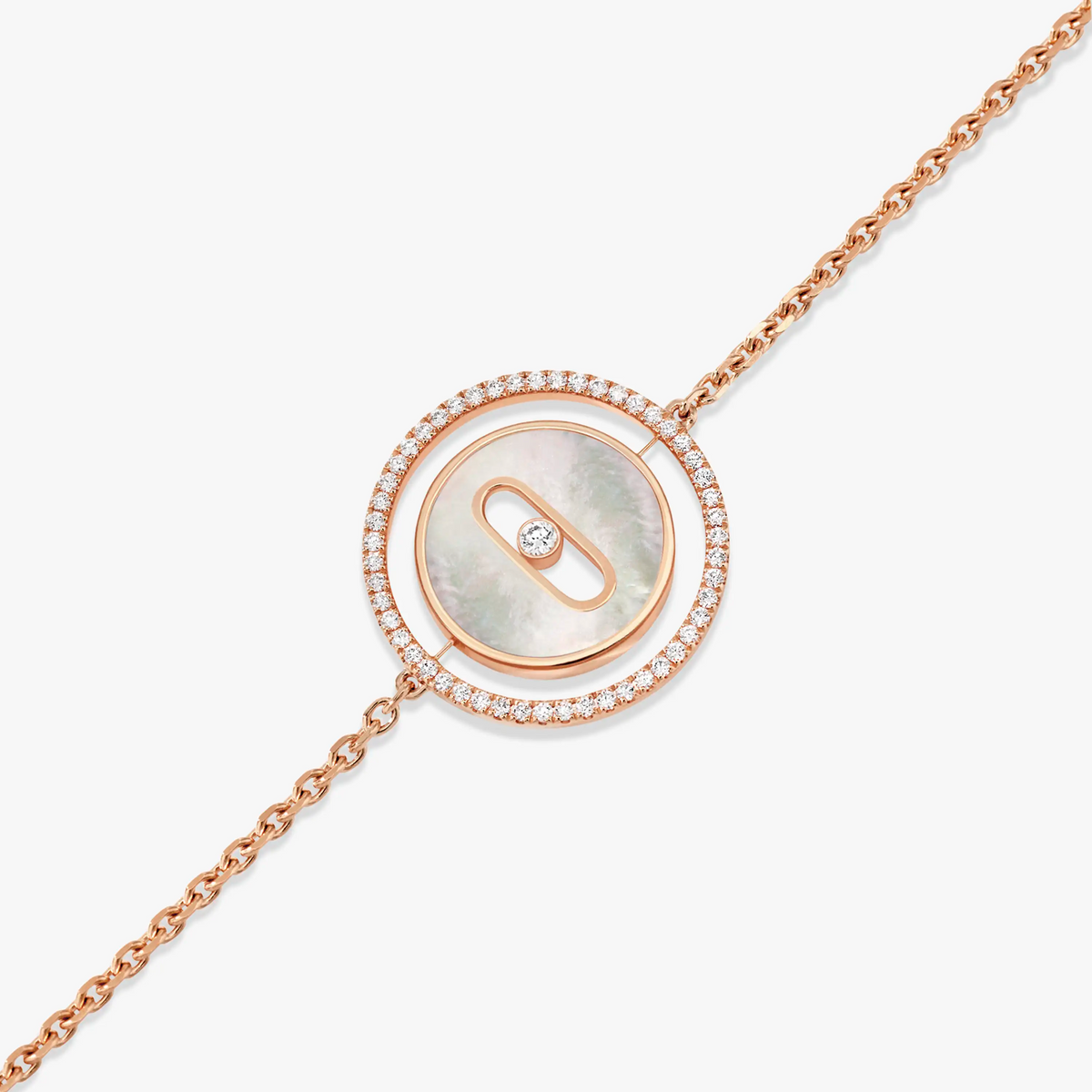 [Miro ]Miro  MOVE WHITE MOTHER OF PEARL PINK GOLD DIAMOND BRACELET
