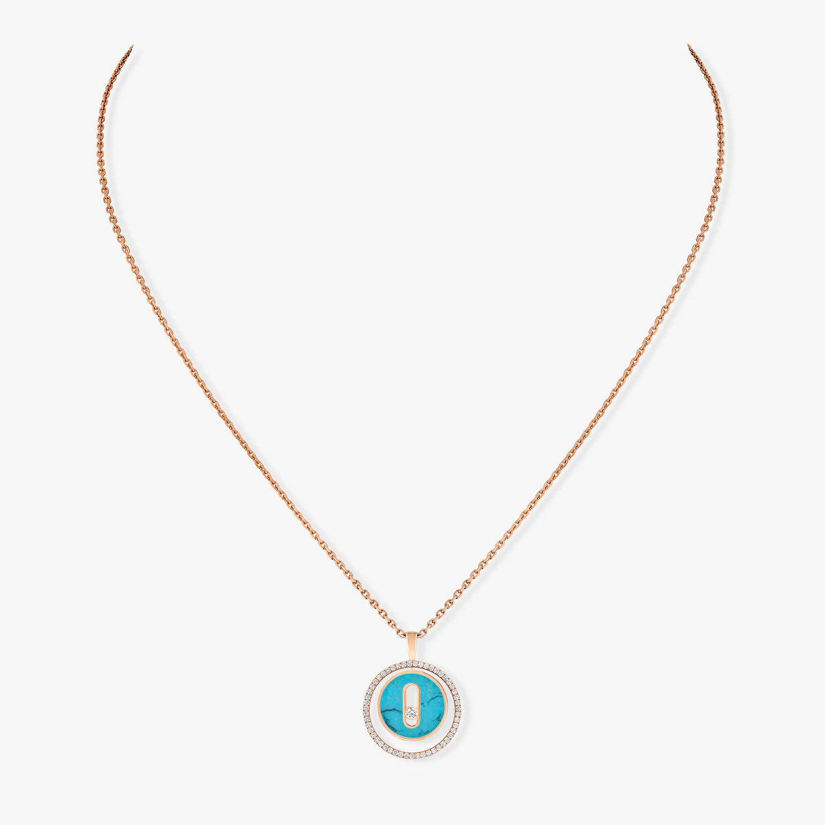 [Miro ]  MOVE 1 DIAMOND TURQUOISE PINK GOLD DIAMOND NECKLACE