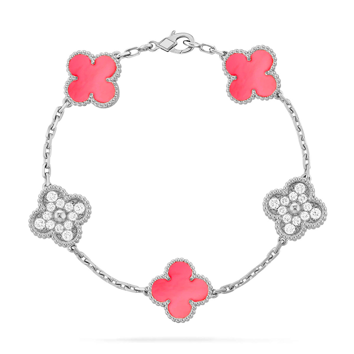 [Miro ]New  CLOVER 5 MOTIFS  PINK MOP BRACELET COLLECTION